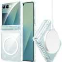 Miimall for Samsung Flip 7 Case Clear Glitter Sparkly Shiny Bling Sparkle [Compatible with MagSafe] Hinge Protection Transparent Hard Shockproof Cover for Z Flip 7 Cases Clear Magsafe, Clear Shimmer