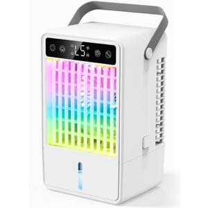 Portable Air Conditioners, Personal Mini Air Cooler Cooling Fan with 5 Speeds, 1.5L Bucket Evaporative Air Conditioner, 2 Cool Mist Air Conditioners Humidifier Fan Room Bedroom Office (White)