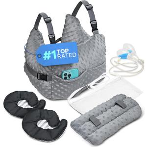 Zomaple Mastectomy Recovery Pillow + Strap, Seat Belt Cover & Shower Lanyard  Post-Op Essentials, Breast Augmentation/Reduction & Mastectomy Recovery Supplies  Washable Cover for Comfort & Support (Grey Breast Care Set)