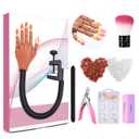 LIONVISON Practice Hand for Acrylic Nails, Flexible Nail Practice Hands Training Kits, Fake Manican Hands for Nails Practice, Movable Nail Maniquin Hand with 300PCS Nail Tips, File, Brush and Clipper