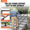 VEVOR Outdoor Stair Railing, Fits for 1-5 Steps Transitional Wrought Iron Handrail, Adjustable Exterior Stair Railing with Fence, Handrails for Concrete Steps with Installation Kit, Matte Black