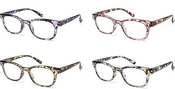 Ladies Reading Glasses Blue Light Blocking Spring Hinge Fashion Pattern Print Eyeglasses for Women, +2.25
