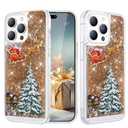 AuroiCCY Glitter Christmas Case for iPhone 16 Pro Max Glitter Case Christmas Tree Clear Floating Flowing Moving Bling Snowman Santa Elk Tree Women Cute Liquid Holiday Case for iPhone 16 Pro Max (Gold)