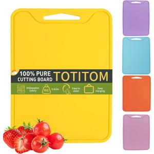 Silicone Cutting Board for Kitchen, 11.8''x 8.6'' Flexible Cutting Boards, BPA Free Non Slip Cutting Mat for Meat, Vegetables and Fruit with Easy Grip Handle, Dishwasher Safe (Yellow)