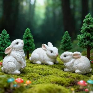 Bunny Decor Yard Decorations Outdoor, Set of 3 Resin Garden Rabbit Figurines, Yard Animals Statue, Bunny Statue for Home Garden Easter Decorations, Easter Rabbit Figurines mom Gifts