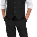 Formal Slim Fit Suit Set, Vest, Pants, Dress Shirt, Tie, Pocket Square, Size3
