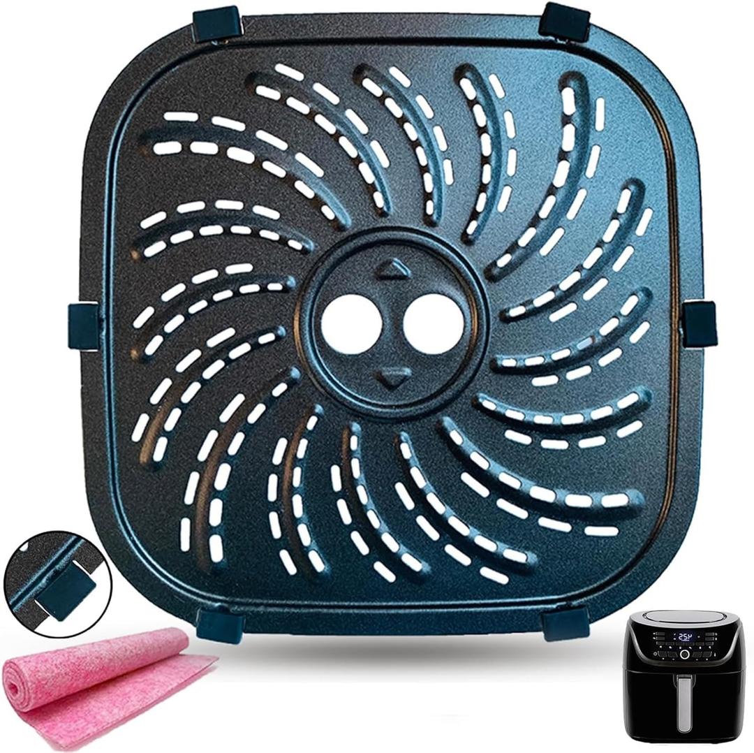 4QT Air Fryer Crisper Plate for PowerXL Vortex Pro Air Fryer 4QT, Upgraded Replacement Grill Pan Plate Crisper Tray Rack Shelf Grate Grid for 4QT PowerXL Air Fryers, Nonstick, Dishwasher Safe