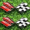 2Pcs Gas Door Emblems Cross Crossed Flags Badge Car Decal Replacement for 1968-1972 Corvette C3 (Chrome)