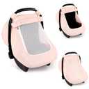 Hooyax Muslin Car Seat Cover Baby - Breathable and Privacy Car Seat Canopy with 3 Modes - Easy Install & Gift Box Packaging, Universal Fit for Infant Car Seats, Pink