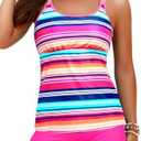 Yonique Two Piece Tankini Swimsuits for Women with Shorts Tummy Control Bathing Suits Athletic Swimwear XL