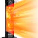 Outdoor Electric Patio Heater, Haimmy 27- inch Outdoor Electric Patio Heater, 1200W Instant Heating, 2 Heat Levels, Tip-Over & Overheat Protection, IPX5 Waterproof Tower Space Heater