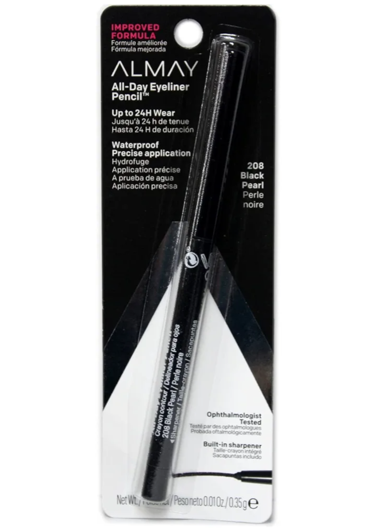 Almay All-Day Eyeliner Pencil, Hypoallergenic, Cruelty-Free, Oil-Free, Fragrance-Free, Ophthalmologist Tested, Long Wearing and Water Resistant, 205 Black, 0.01 oz
