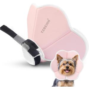 Soft Dog Cone Collar Alternative for Small Dogs(Adult Yorkshire Adult Chihuahua), Adjustable Protective Dog Head Recovery Cone, Elizabethan Comfortable Neck Pillow Cone After Surgery Anti Licking (S(Neck Girth:7"-9.8"), Pink)