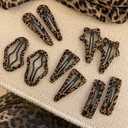 10 Leopard Print Hair Clips, Snap on Hair Clips, Animal Print Hair Clips, Girls Hair Clips, Leopard Print Hair Accessories, Leopard Print Geometric Hair Clips, Women's Headpiece