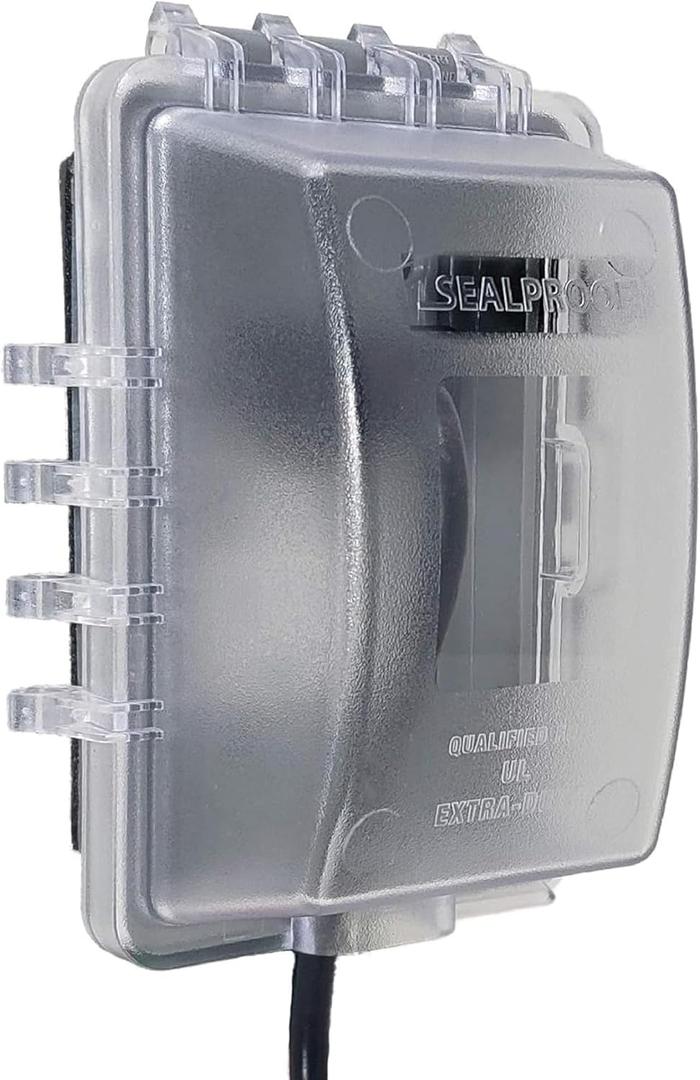 Sealproof 1-Gang Weatherproof In Use Outlet Cover | Horizontal/Vertical Outdoor Plug and Receptacle Protector, Lockable Bubble Cover, UL Extra Duty Compliant, 18 Configurations (Clear Frost)