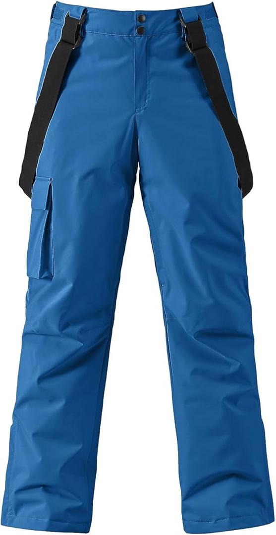 YEEFINE Men's Ski Snow Pants Insulated Waterproof Snowboard Cargo Pants Bibs Regular Fit M