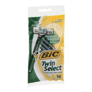 Bic Twin Select, Sensitive Skin, Disposable Shaver for Men, Pack of 12 (10 Razors Per Pack)