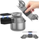 Magnetic Measuring Cups and Spoons Set - 304 Stainless Steel | Dual-sided Design | Set of 15 with Leveler | Strong N52 Magnetic Nesting Design | for Dry & Liquid Ingredients (Black)