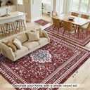 Luxury 5' x 7' Red Living Room Rug, Washable Non Slip Area Rugs, Boho Low Pile Carpet for Bedroom, Dinning Room, Office, Bathroom, Laundry Room, Farmhouse