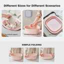 Collapsible Wash Basin Set of 3, Foldable Large Medium Small Wash Basins, Portable Plastic Basins for Laundry, Bottles, Travel, Camping (Pink)
