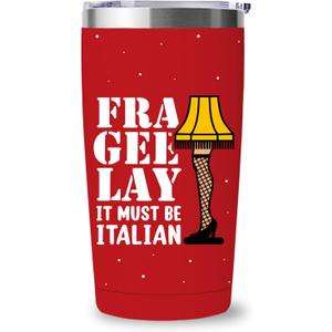 Funny Christmas Tumbler, 20 oz Stainless Steel Insulated Coffee Mugs with Lid and Straw, Xmas Cups Keep Drinks Cold & Hot, Christmas Story Merch White Elephant Gifts for Women Men - Frageelay