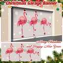 Buryeah 6 x 13 ft Christmas Flamingo Garage Door Decorations Christmas Garage Door Banner Large Flamingo Backdrop Holiday Cover Murals for Xmas Indoor Outdoor House Wall