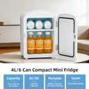 Antarctic Star 4L/6 Can Portable Mini Fridge,Personal Compact Refrigerator,Small Cooler for Food,Drinks or Skin Care, AC/DC for Bedroom, Car, Office & Dorm, White