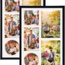 PHAREGE Black Multi Size Picture Frames Collage for Wall, Collage Frame Set for 5x7, 4x4, 4x6 Pictures with Mat, 10x15 Photo without Mat, Vertical or Horizontal Display on the Wall, 2 Pack