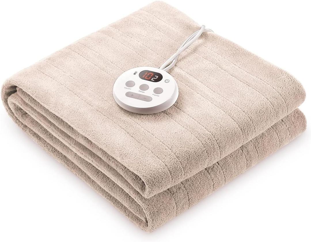 Heated Mattress Pad Twin Size Comfort Coral Fleece 10 Heating Levels & 10H Auto Shut Off, Electric Bed Warmer Pad with Controllers, Up to 15" Deep Pocket, Machine Washable