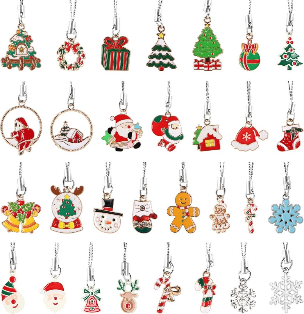 EdenseeLake 30 Pcs Mini Christmas Ornament, Small Resin Metal Haning Christmas Ornaments with String for Christmas Tree Decoration
