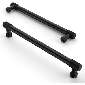 Asidrama 10 Pack 7.5 Inch(192mm) Matte Black Cabinet Pulls Knurled Cabinet Handles Cupboard Handles Kitchen Cabinet Hardware for Cupboard Drawer Pulls