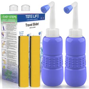 2PCS-Pack Portable Bidet for Toilet - 450ml Travel Bidet - 15oz Handheld Personal Bidet Empty Bottle - Childbirth Cleaner -for Outdoor,Camping,Travling,Driver,Personal Hygiene -with Storage Bag (450ml Blue X 2pcs hot Sales!)