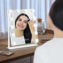 Vanity Mirror with Lights, 13'' x 11'' Lighted Makeup Mirror for Desk, Hollywood Mirror with 12 Dimmable Bulbs, 3 Color Modes, Smart Touch Control, 360Rotation, Gifts for Mothers Day