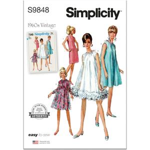 Simplicity Misses' Vintage 1960's Sheath Dresses Sewing Pattern Packet, Sizes 18-20-22-24-26, Multicolor