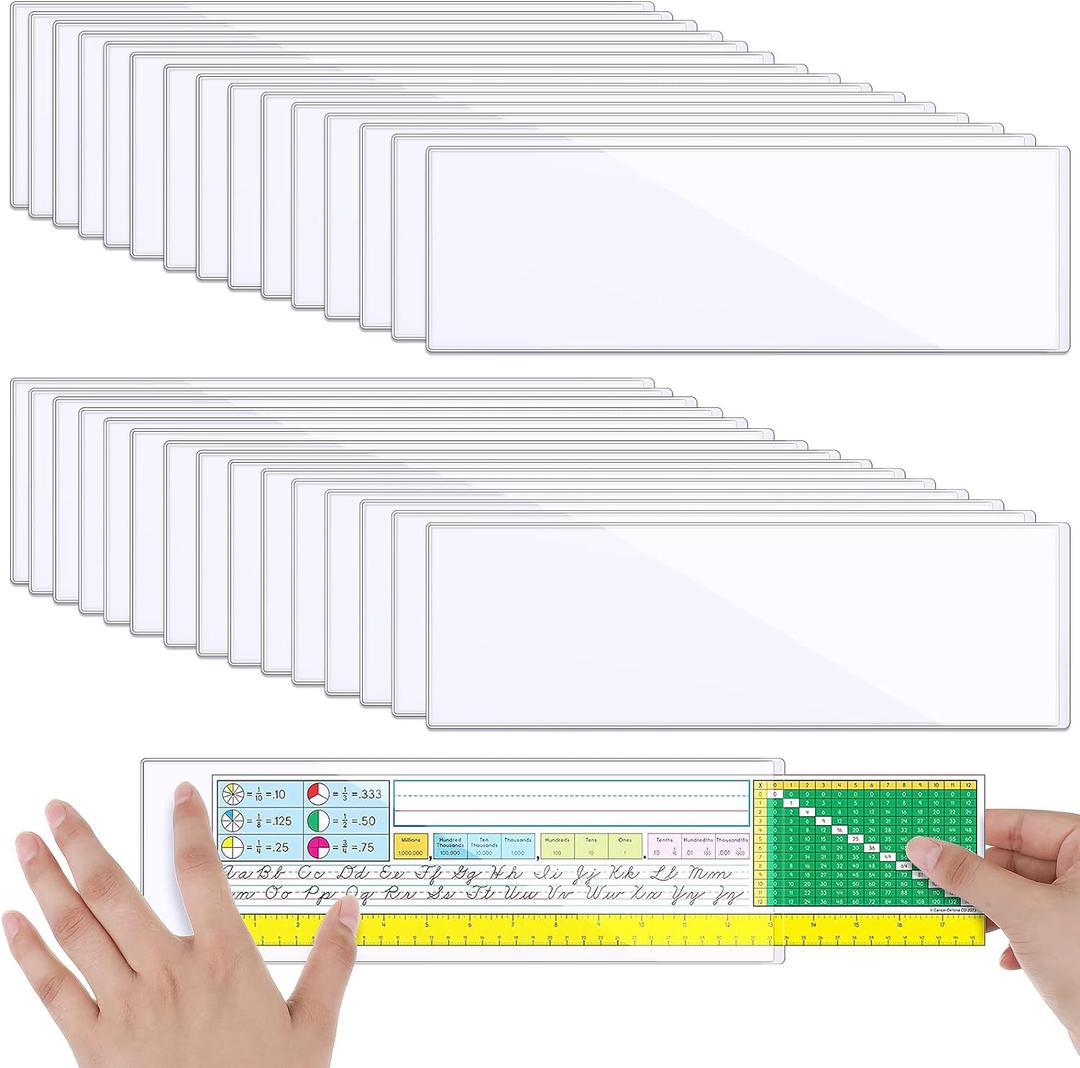 Chinco 30 Pcs Self Adhesive Pockets, Bin Labels for Storage Bins, Clear Pocket Label Sleeves, Plastic Index Card Holder with Top Open for Organizing Bins Box Drawer(3.55 x 10.8 Inches)