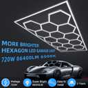 MODERN Hexagon Garage Light: Higher Brightness 720W 86400 Lumens Hexagon Led Garage Light with Rectangle Frame 6500K for Garage, Basement, Warehouse, Auto Beauty Shop, Car Detailing Shop etc.