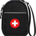 SITHON Insulated Medicine Carrying Case Bag - Small Travel Medication Organizer Emergency Medical Pouch Holds Auvi Q, Nasal Spray, Allergy Meds, Asthma Inhaler Case, Black