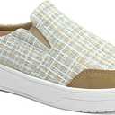 TIDU Women's Orthopedic Shoes Arch Support Slippers for Plantar Fasciitis Diabetic Casual Slip On Mules Comfortable Walking Canvas Loafer (9, Yellow)