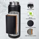 Fijinhom 24 oz Insulated Water Bottle with Handle, 304 Stainless Steel Water Bottles with 2 Lids, Double Wall Vacuum Sports Water Cup with Straw, BPA Free, Keep Cold and Hot, Black