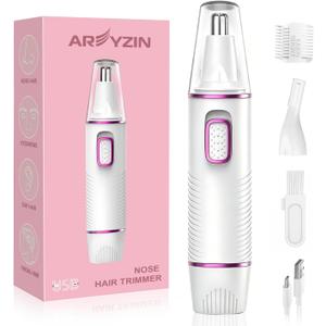 AREYZIN Nose and Ear Hair Trimmer for Women, 2 in 1 Professional Painless Electric Facial and Eyebrow Hair Remover, IPX7 Waterproof, USB Rechargeable, Dual-Edge Blades Portable Nasal Hair Clipper