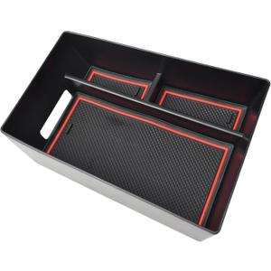 Compatible with BMW X5 G05/X6 G06/X7 G07 Center Organizer Tray Armrest Box Storage Secondary Car Interior(Armrest Box red)