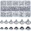 600 Sets 6 Sizes White Clear Rhinestone Rivets Crystal Rapid Rhinestone Stud Silver Color Rivets Fit Punk Rock DIY for Clothing, Wedding, Performance, Arts and Crafts Decoration
