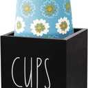 Bathroom Cup Dispenser, Farmhouse Dixie Cup Holder, 3 oz 5 oz Paper Mouthwash Cup Storage Box, Wooden Disposable Cup Caddy, Water Dispenser Cup Holder for Counter top (Black)