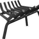 Fireplace Grate 24 Inch, Fireplace Grates Heavy Duty Cast Iron Solid Steel 7 Bars Fire Pit Grate with 6 Support Legs, Fireplace Log Grate Outdoor Indoor Wrought Iron Wood Burning Rack