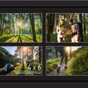 4x6 Photo Collage Frame 4 Openings, 9.5"x13.5" Multi Picture Frame Collage 4"x6" Gallery Wall Decor Wooden, Black Frame with Black Mat, Wood