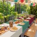 12 Pcs Plastic Christmas Tablecloth Rectangle Bulks, Disposable Beige Brown Green & Wine Red Party Tablecloth Xmas Table Cover for Picnic Birthday Christmas Party Supplies, 54x108 Inch