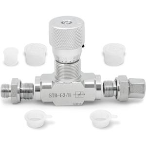 STB-G3/8 3/8" L08 Hydraulic Flow Control Valve Compatible with 1-2 Ton Mini Excavator, Bidirectional Restrictor Valve w/Two-Sided Connectors
