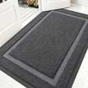 OLANLY Front Door Mat Indoor Outdoor Entrance, Waterproof All-Season, All-Weather Doormat, Sturdy Natural Rubber, Fade Resistant, Low Profile, Easy Clean Patio Porch Entryway Mat, 59x35, Grey