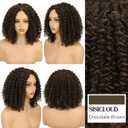 Brown Curly Wigs for Black Woman Glueless Synthetic Lace Front Wig with Pre Cut HD Lace Hairline 12 Inch Beginner Friendly Bob Wig Easy to Wear and Go for Daily Use