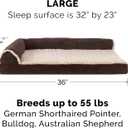 Furhaven Cooling Gel Dog Bed for Large/Medium Dogs w/ Removable Bolsters & Washable Cover, For Dogs Up to 55 lbs - Two-Tone Plush Faux Fur & Suede L Shaped Chaise - Espresso, Large